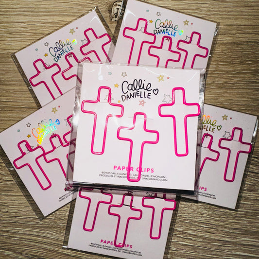 Pink Cross Paperclips